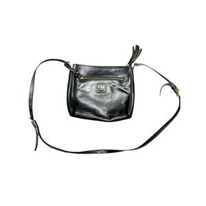 Dooney Bourke Florentine Leather Tassel Crossbody Shoulder Bag Black